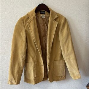 Women's 70s Vintage Tan Corduroy Blazer with Wooden Buttons